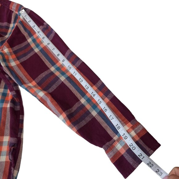 Time and Tru Women Flannel Button Down Shirt SZ M Classic Coloful Plaid Cotton - Picture 7 of 16